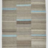 Tapis kilim vintage fait main beige et bleu, style scandinave naturel