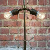 Old brass table lamp with claw feet