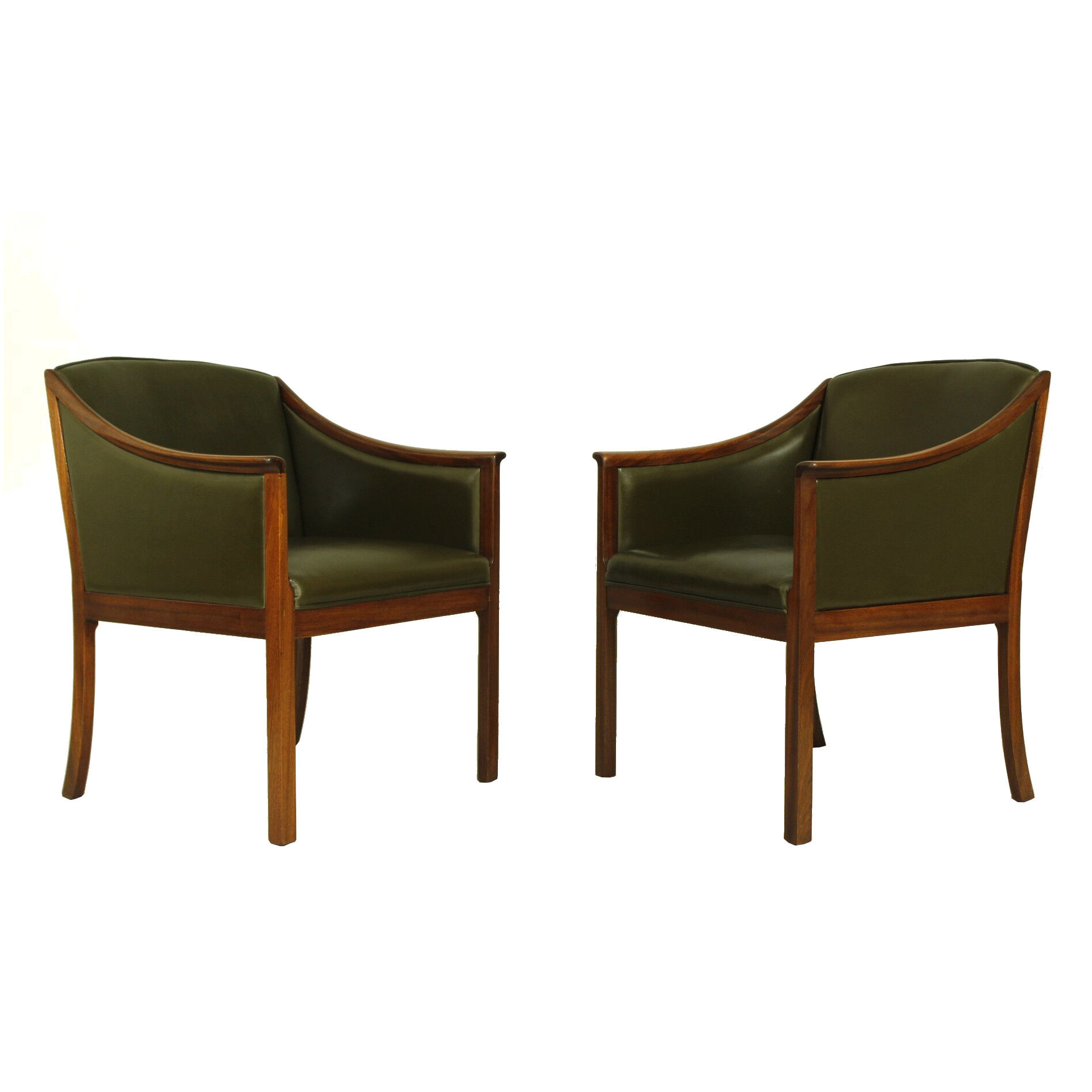 Pair of Leather Lounge Chairs by Ole Wanscher, 1950s