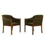 Pair of Leather Lounge Chairs by Ole Wanscher, 1950s