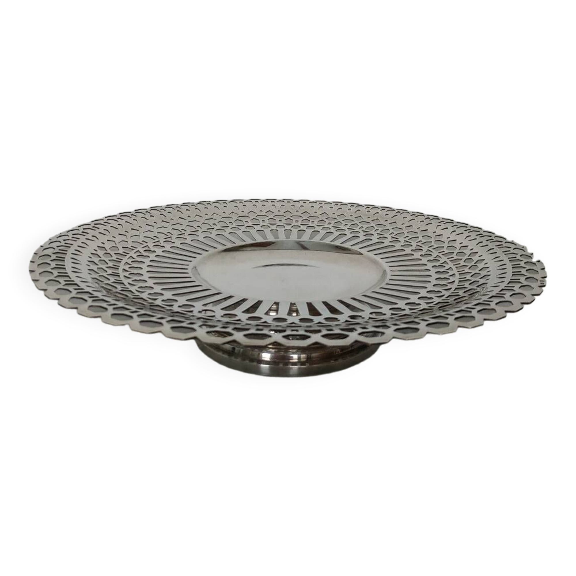Silver metal pedestal dish