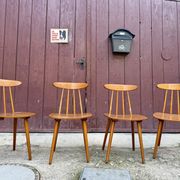 🪑✨ Set of 4 vintage HILLER chairs – Rare model with boomerang backrest -