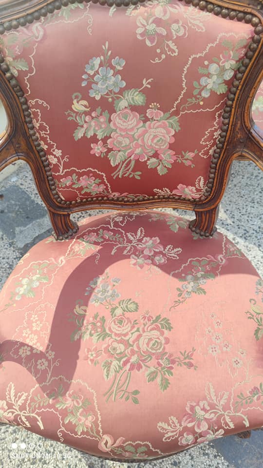 Pair of Louis XV style cabriolet armchairs