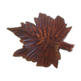 Brutalist wooden candlestick shaped vine leaf /vintage 60s-70s