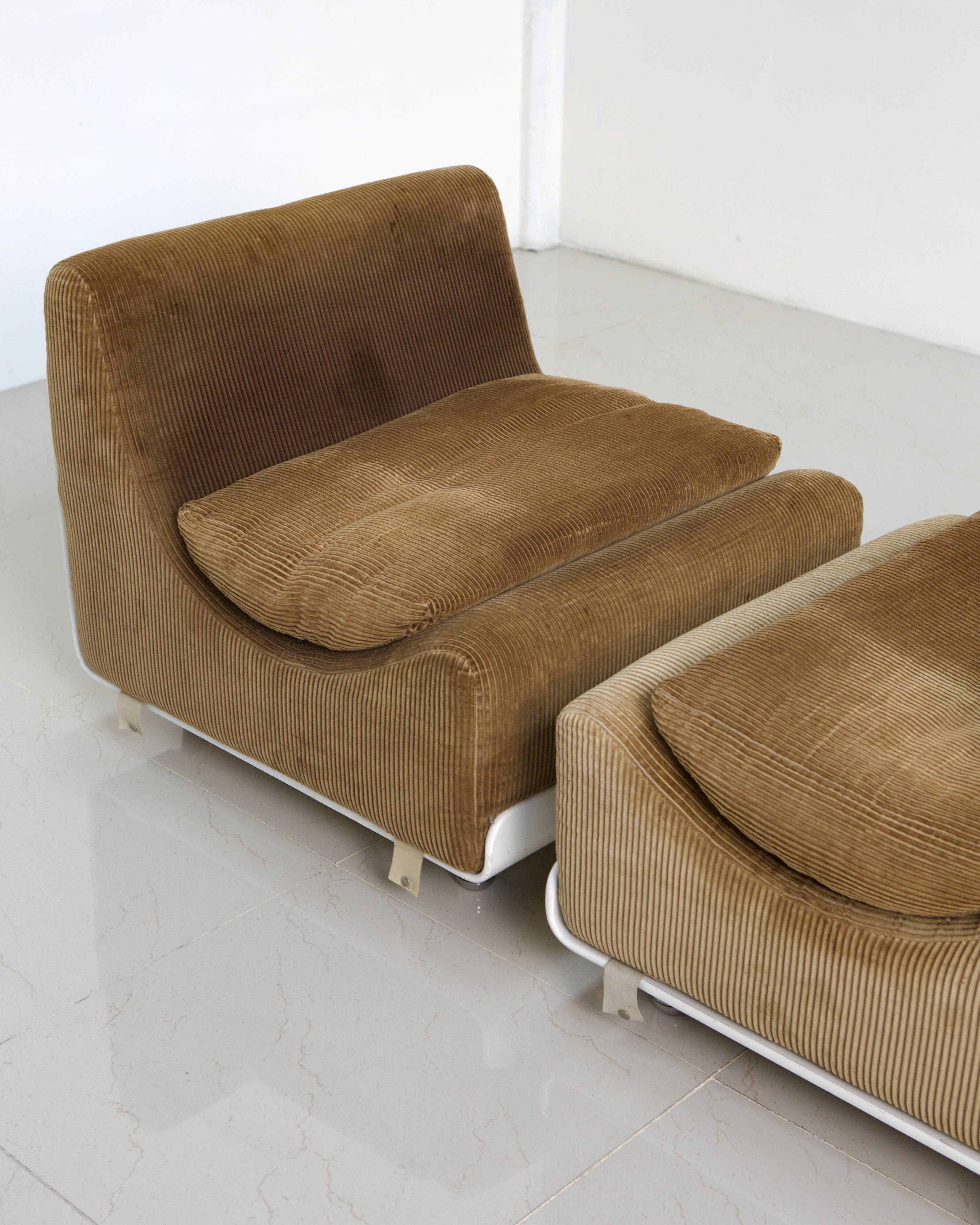 Set of 4 "Orbis" velvet armchairs by Luigi Colani for Colani