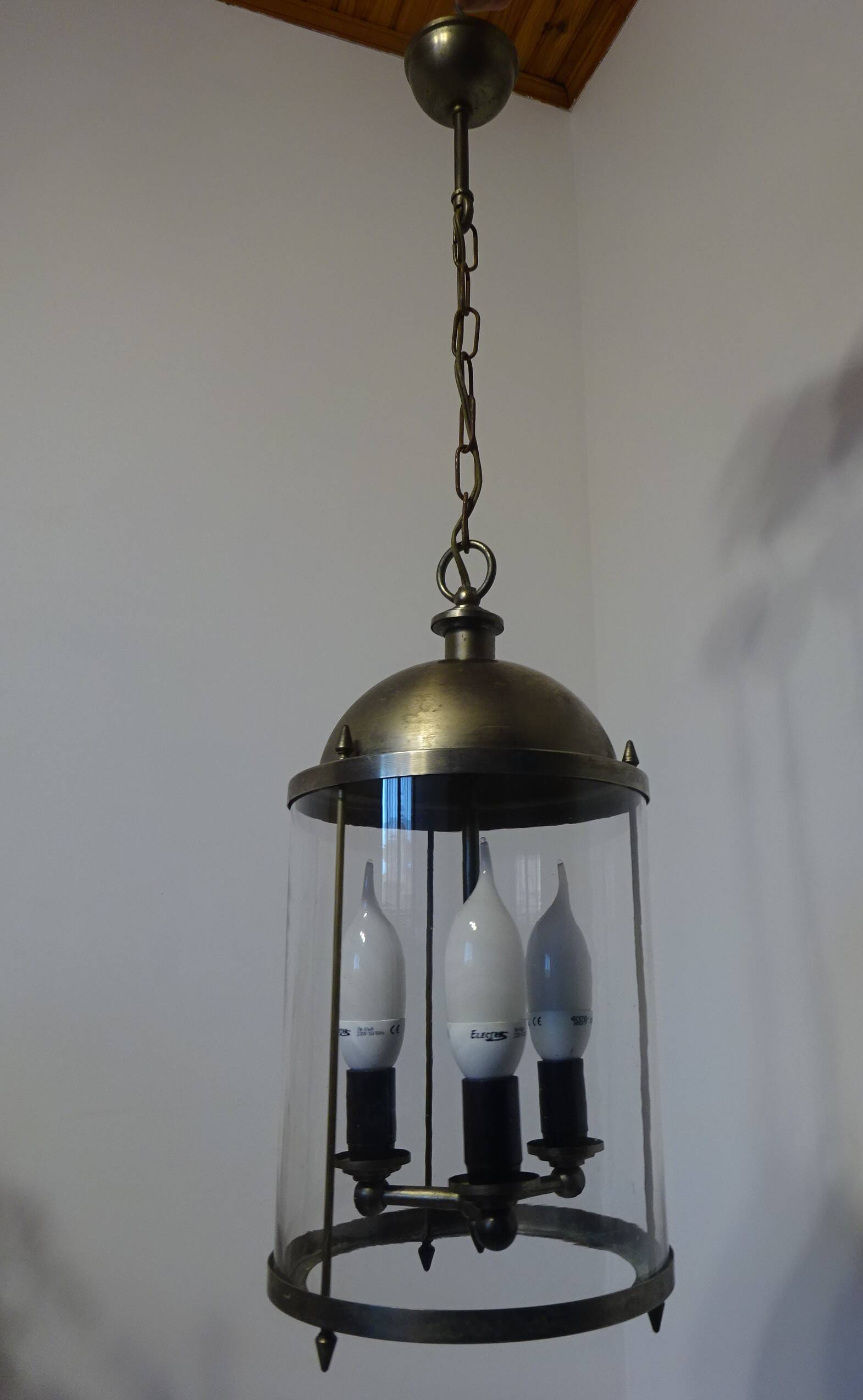 Metal and glass pendant light