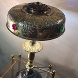 1920 Parisian lamp Leleu style brass shade 40x22 very good condition