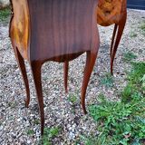 Tables de chevets en marqueterie plateau marbre style louis xv
