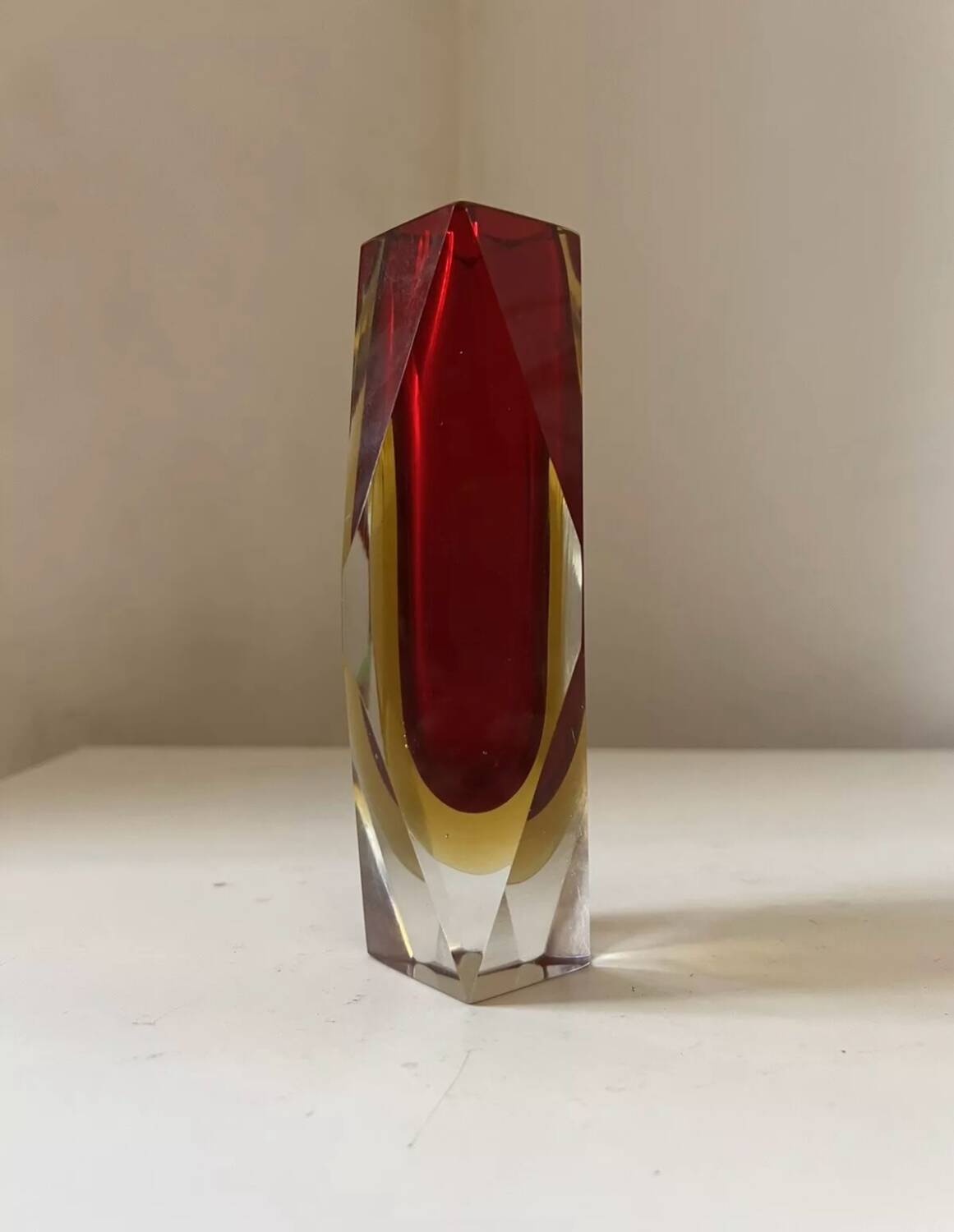 Murano Sommerso faceted glass vase by Flavio Poli Italy 1970