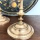 Pair of antique turned rose brass candlesticks (24 cm)