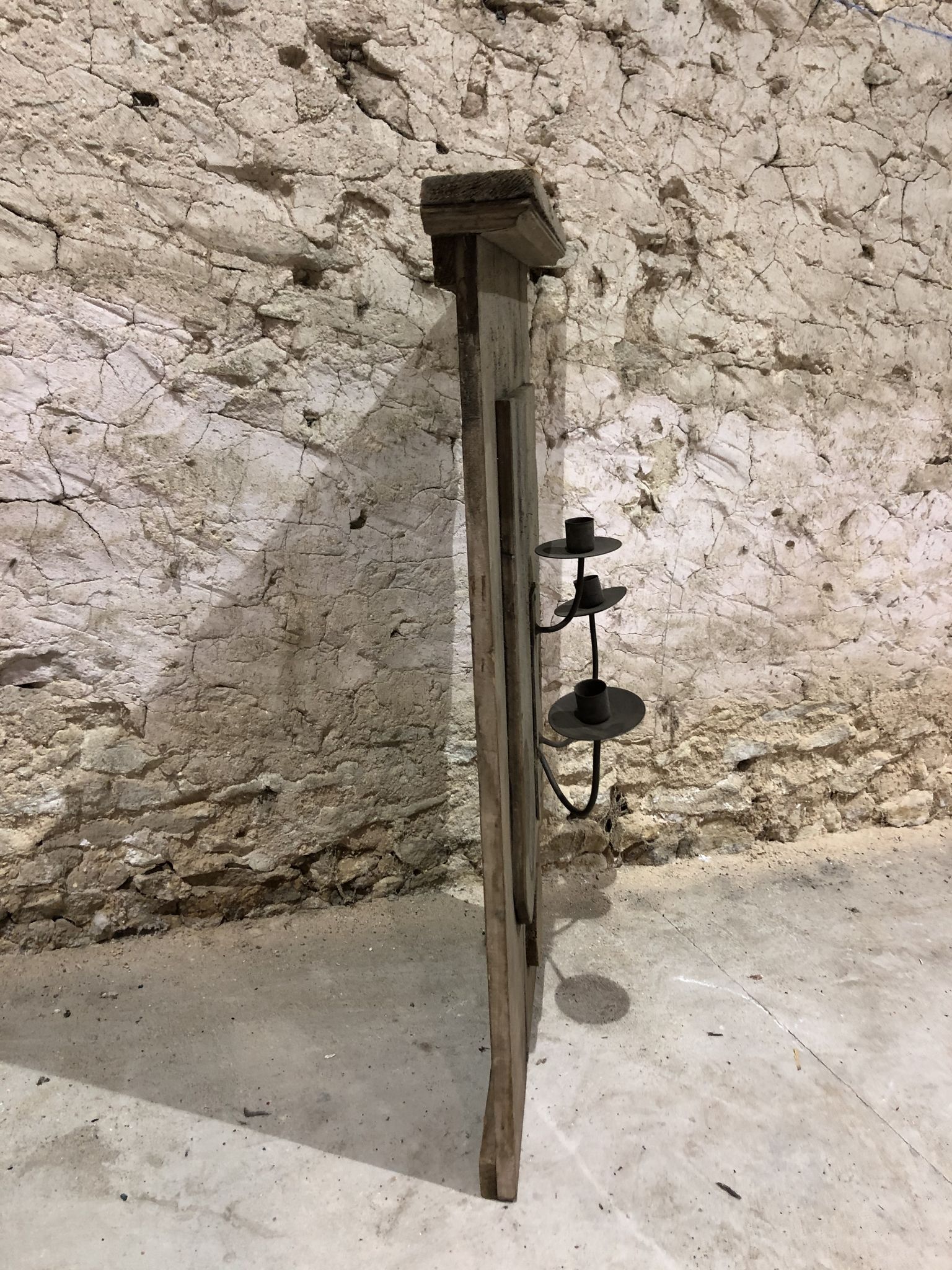 Decorative wall lamp in old wood