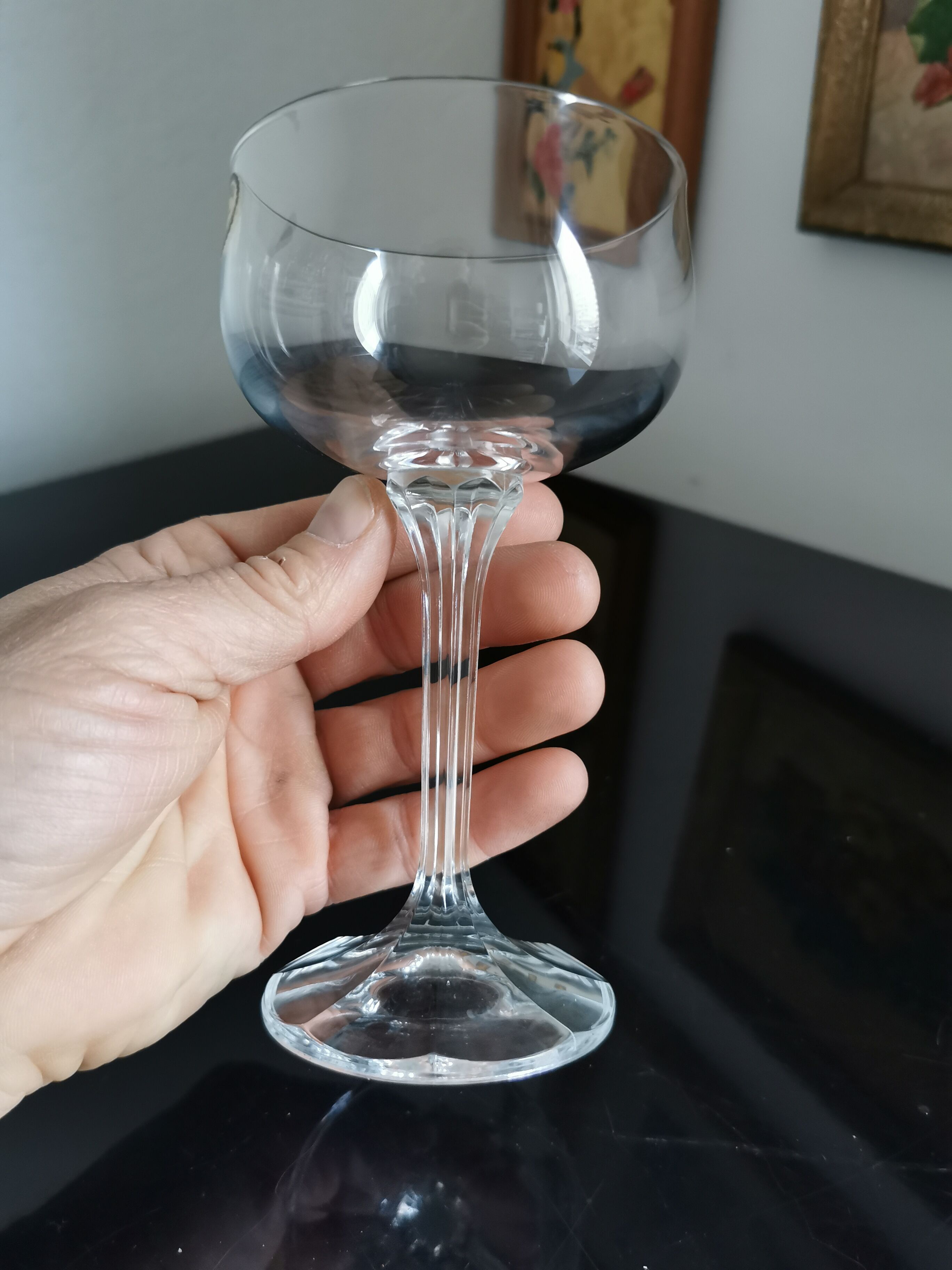 6 bohemian crystal champagne glasses
