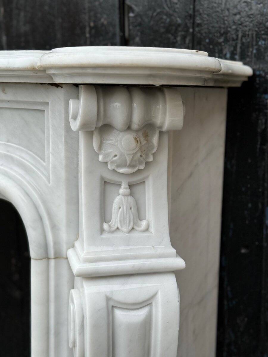 Louis XV style fireplace in Carrara marble circa 1980