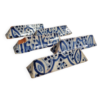 Set of 5 old enameled ceramic knife holders, Moroccan craftsmanship, 9.5 cm