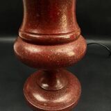 Lamp base in reconstituted stone, red "oxblood", 20th century