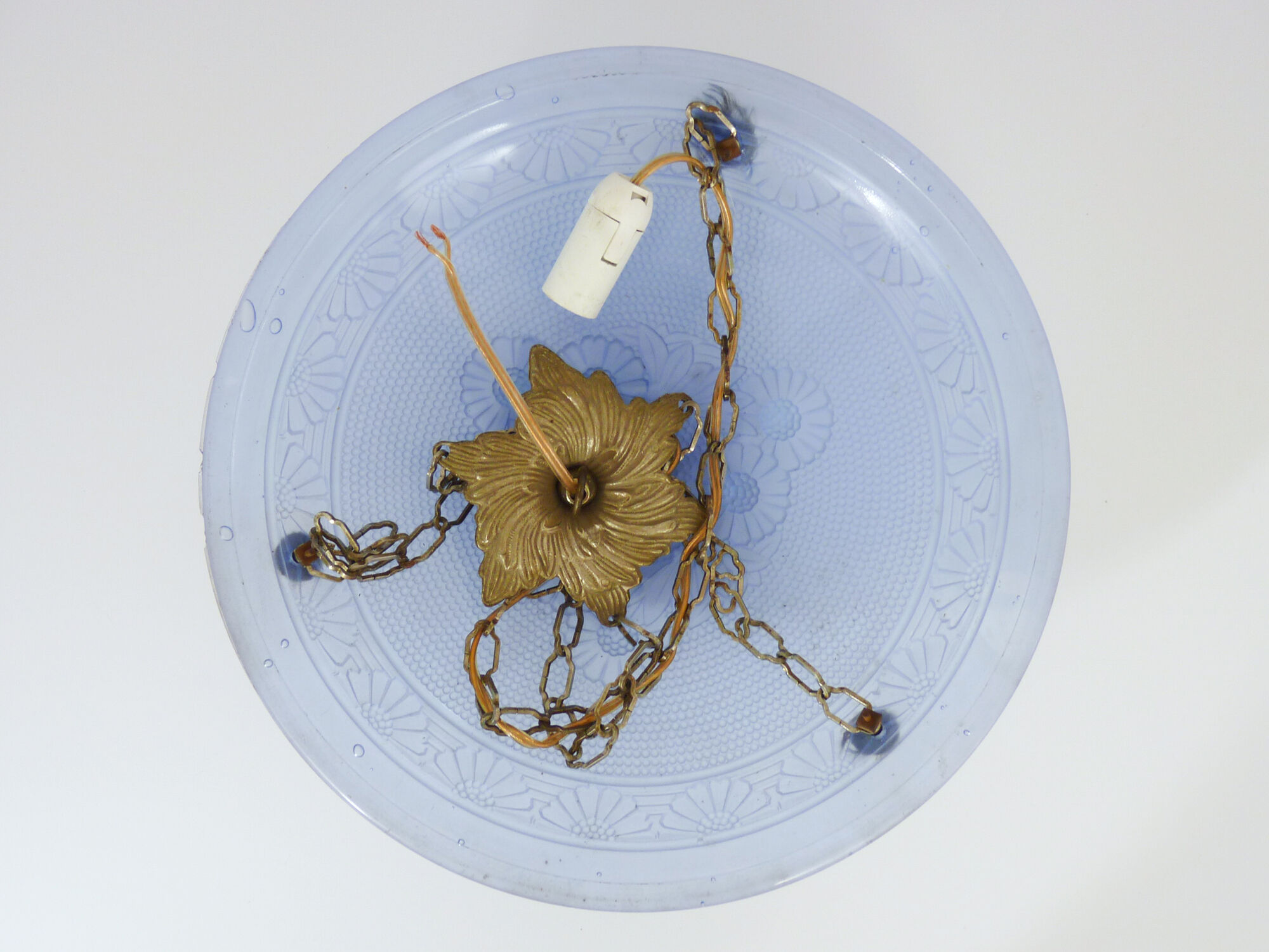 Suspension cava Art Deco 1 Fire in blue glass. Signed Delmas. Year 30