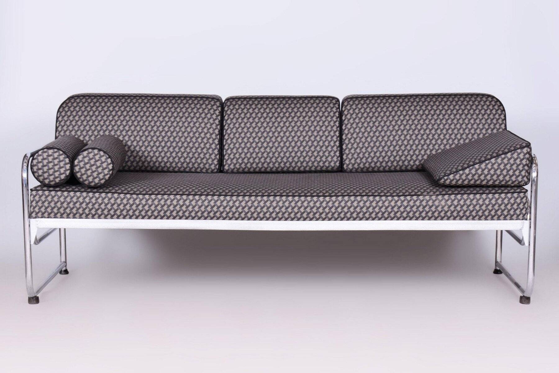 Bauhaus Sofa in Chrome & Upholstery attributed to Mücke-Melder, Czech, 1930s