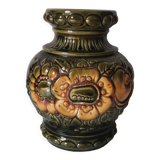 Vase H Germany signé numéroté vert fleurs