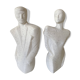 Duo Man Woman Plaster Busts - Style of Lindsey B. Balkweil