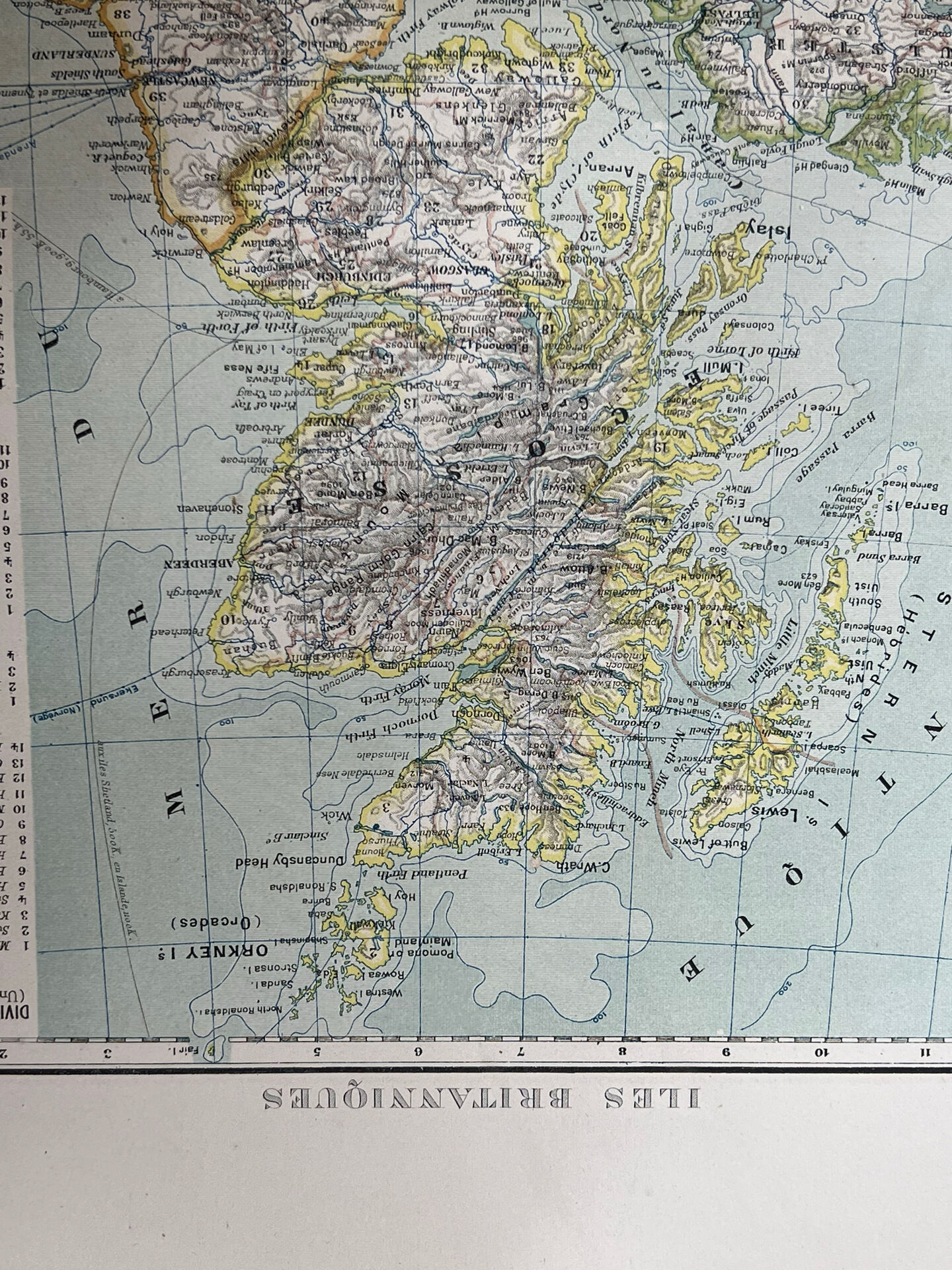 Carte ancienne Îles Britanniques 54x37cm