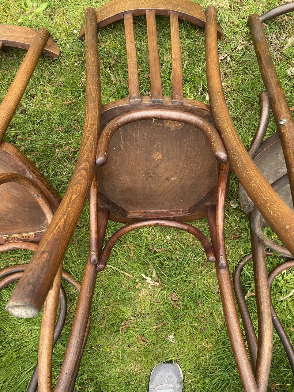 Set of 8 mismatched bistro chairs