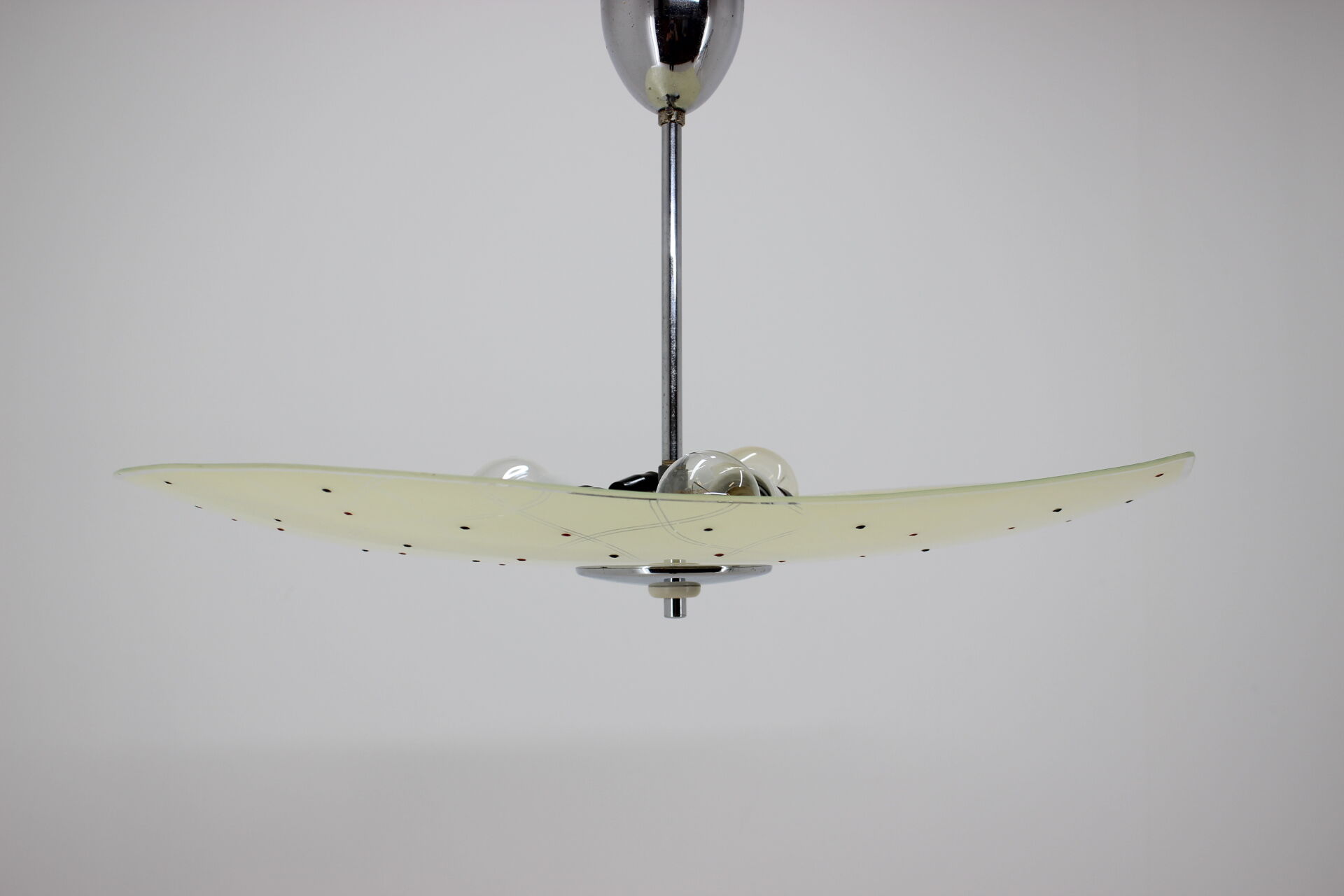 1960s Pendant Light Glass/Chrome, Czechoslovakia