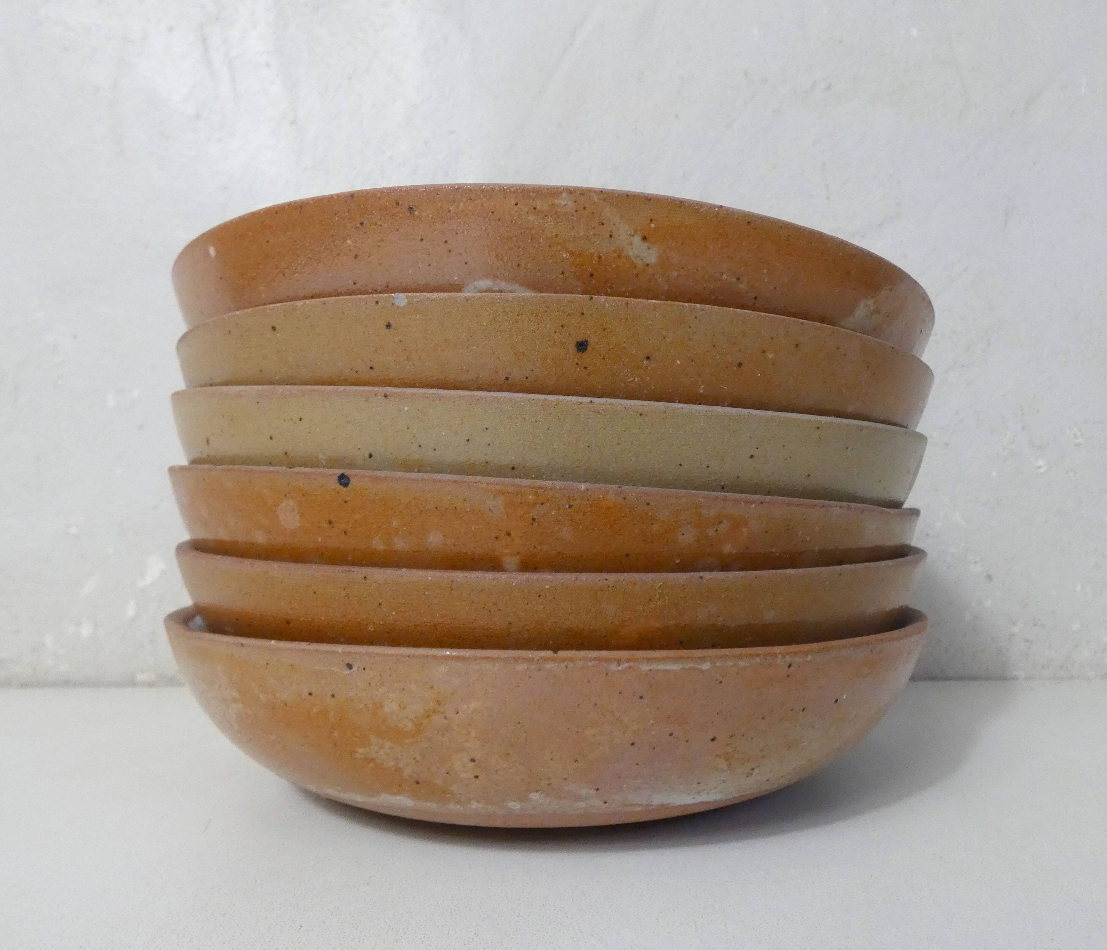 6 Vintage stoneware soup plates