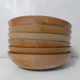 6 assiettes creuses en grès Vintage