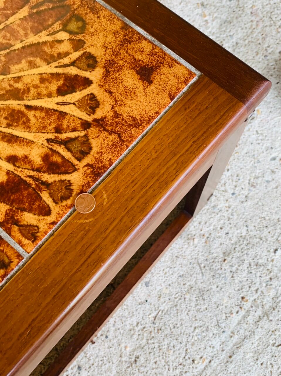 Tables gigognes en teck et céramique, scandinave , années 60