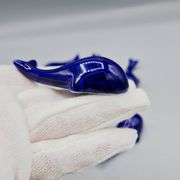 Set of 6 vintage blue porcelain whale knife rests.