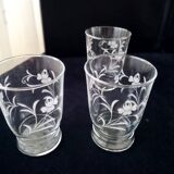 6 Vintage goblet-shaped table glasses Engraved decor