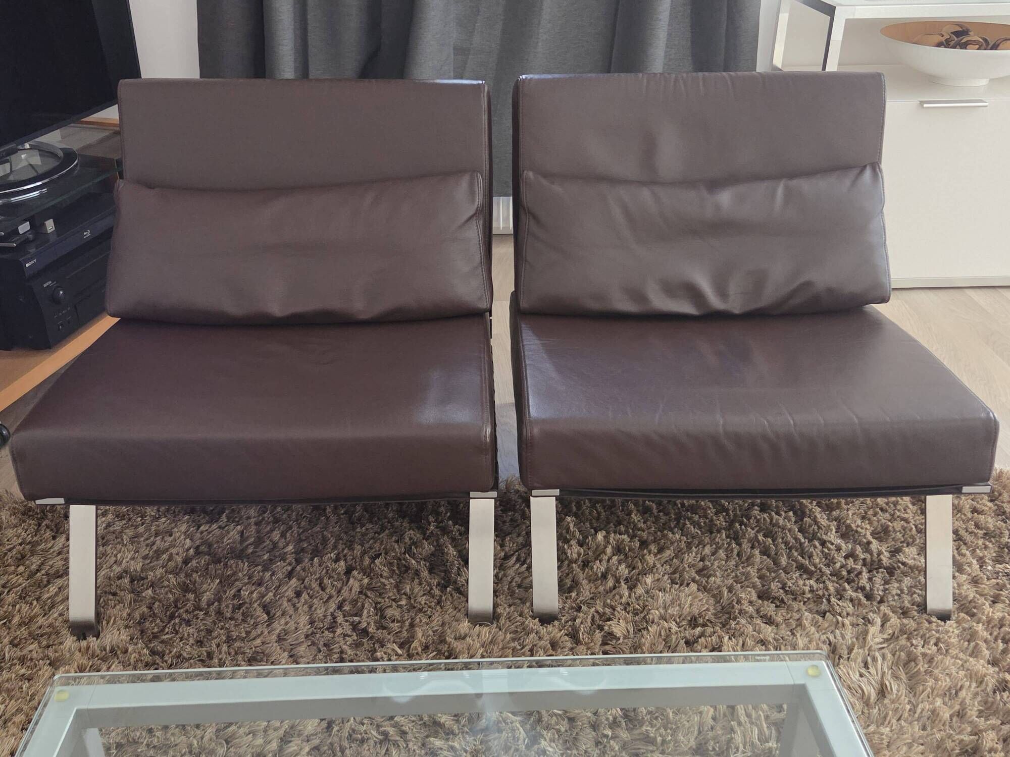 Complete lounge LIGNE ROSET FLEXUS – sofa + 2 leather armchairs