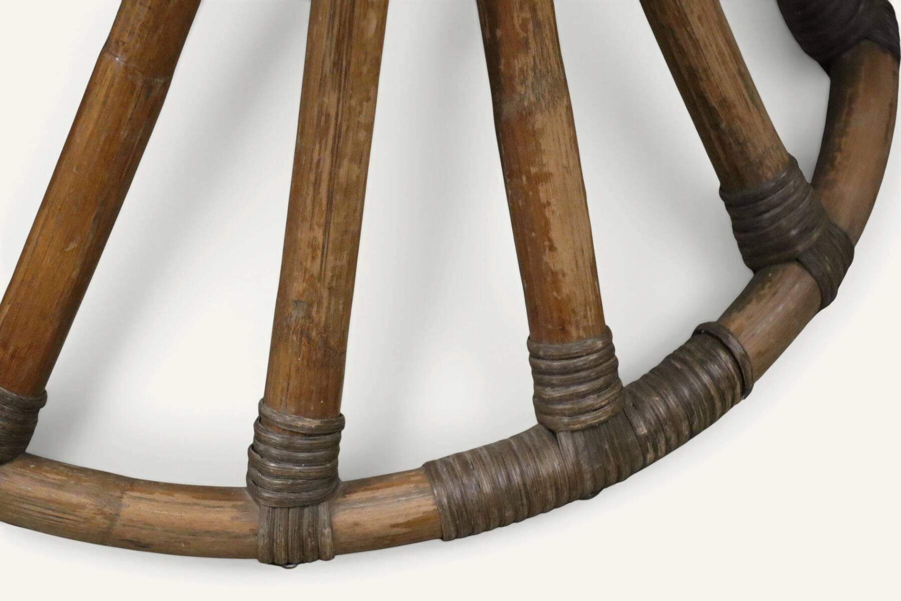 Bamboo and glass table by Bernard Govin – Eguizier edition, 1970