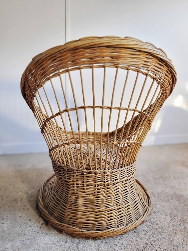 Fauteuil corbeille en osier