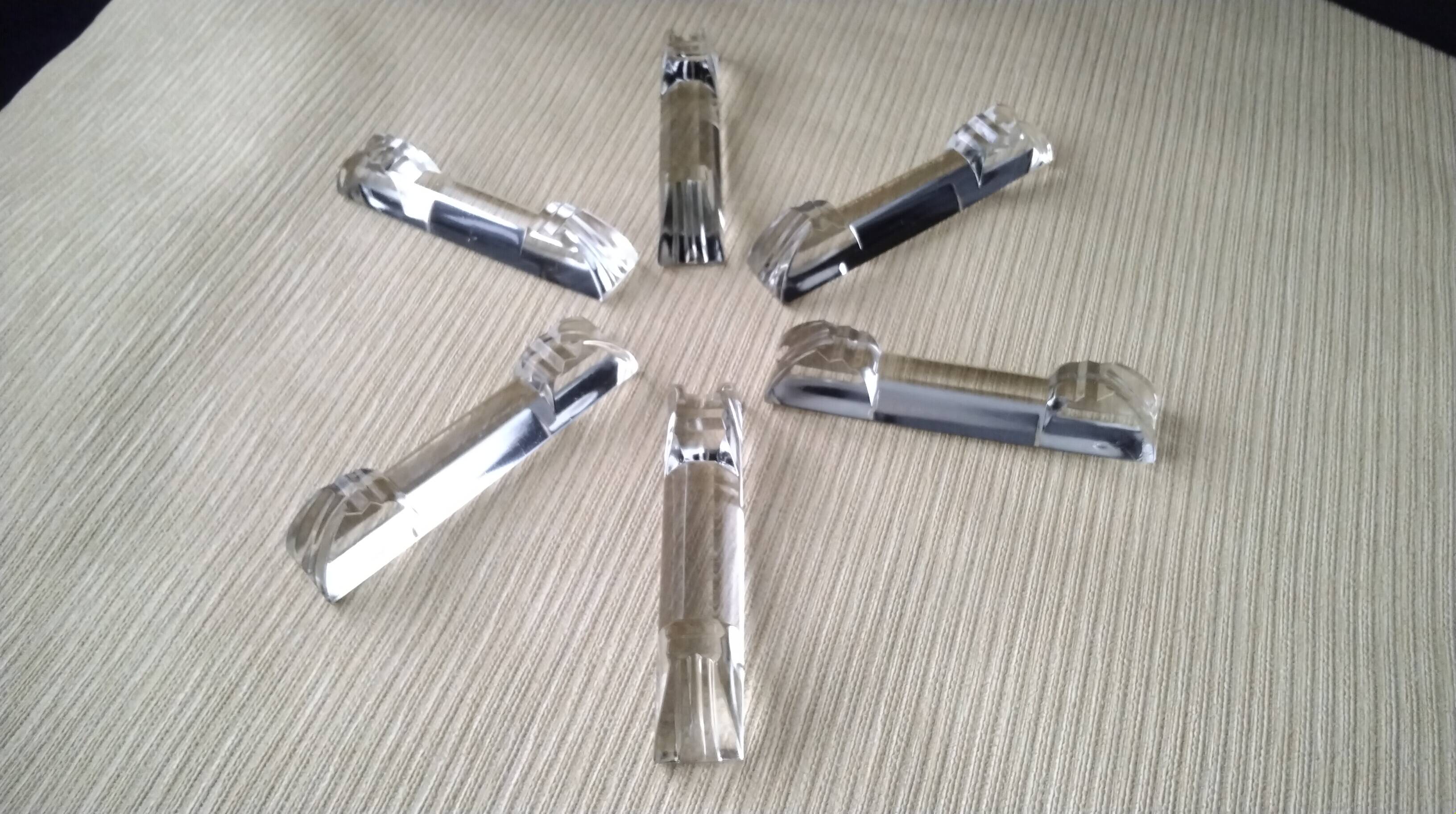 6 old and large crystal knife holders in Art Deco style