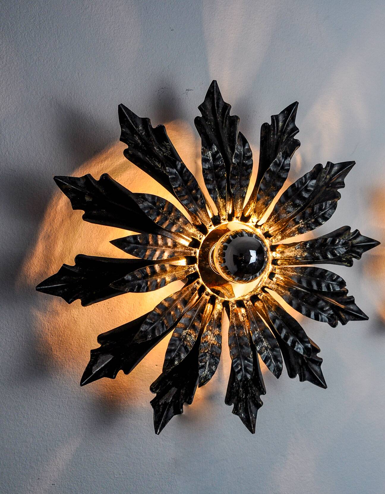 Sun and floral appliques by Ferro Arte, Spain, 1970