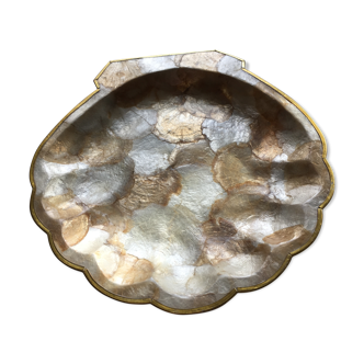 Mother-of-pearl and brass pocket empty