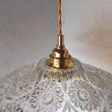 Suspension vintage en verre ciselé