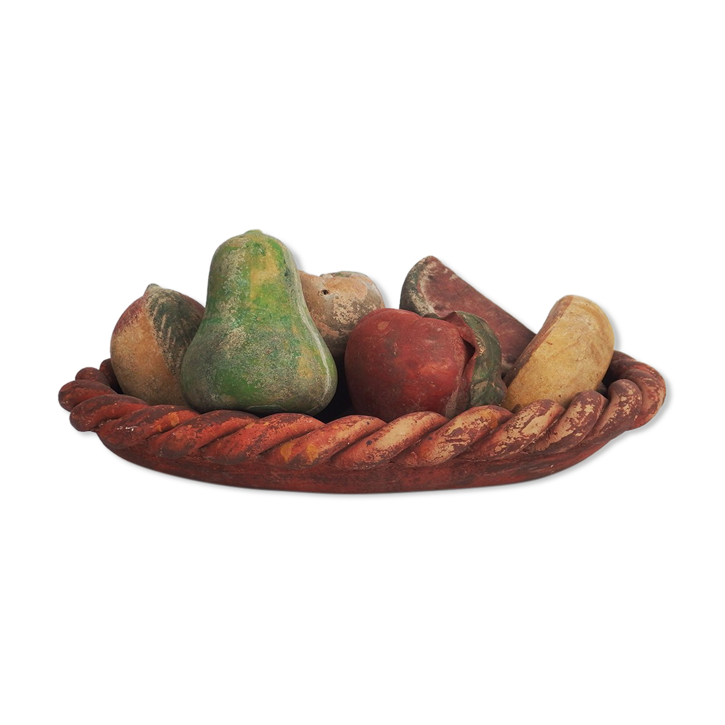 Basket and terracotta fruit