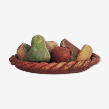 Basket and terracotta fruit