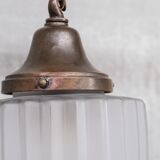 French brass and glass antique pendant light