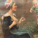 Chromo painting 1900 Breton family Baby fisherman signed