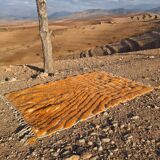 Modern peach orange blessed ouarain Berber rug