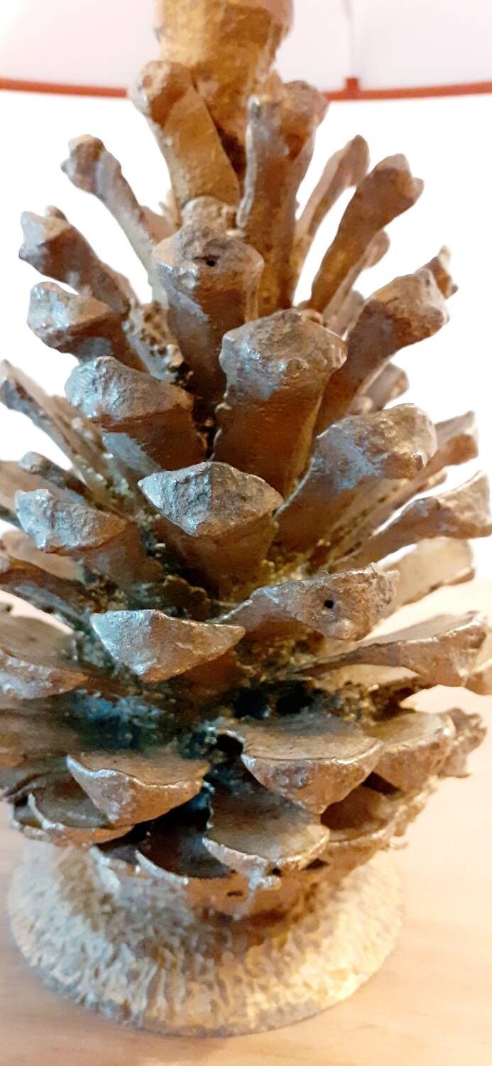 Old bronze pine cone lamp