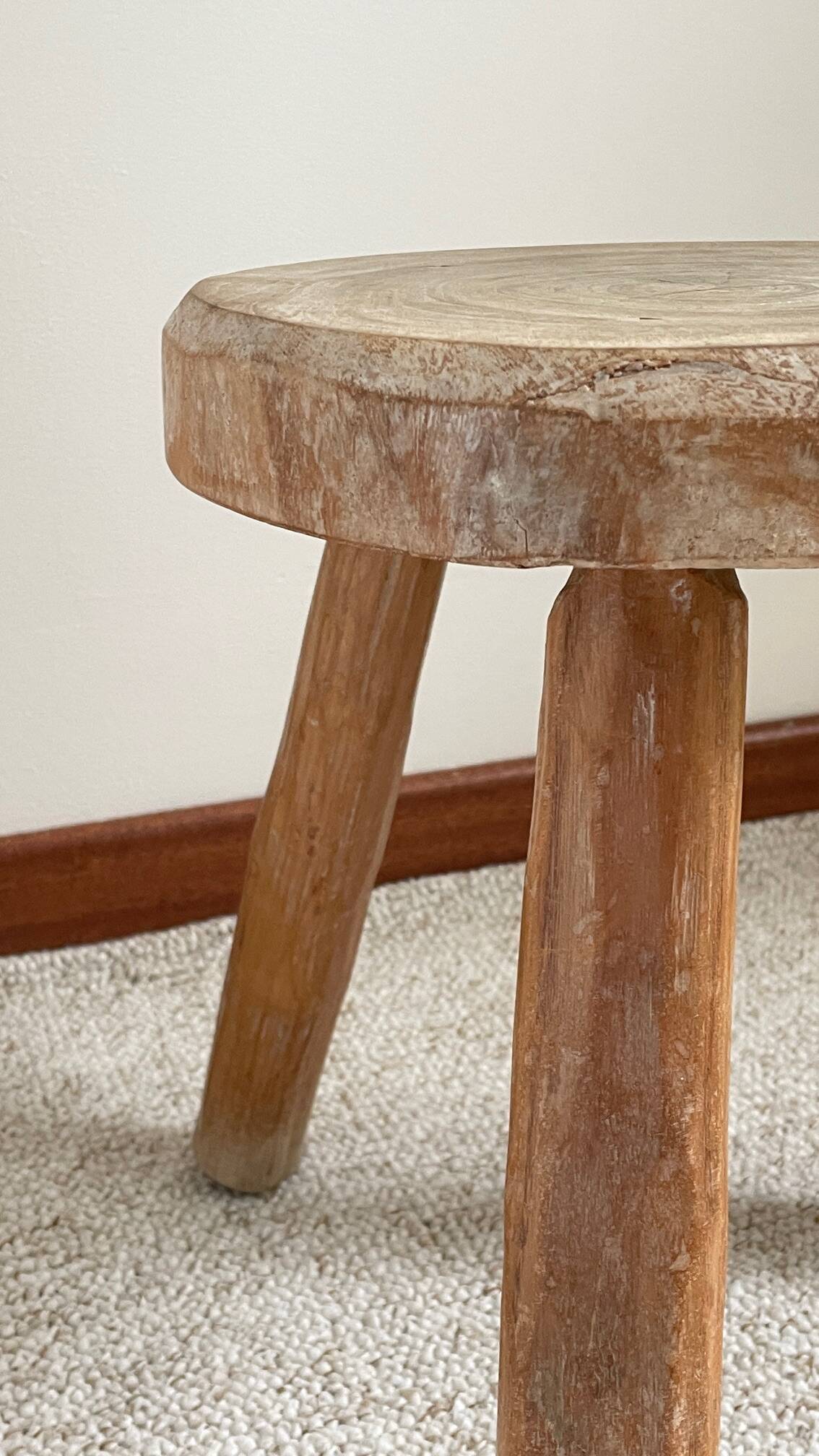 Vintage Solid Wood Tripod Stool