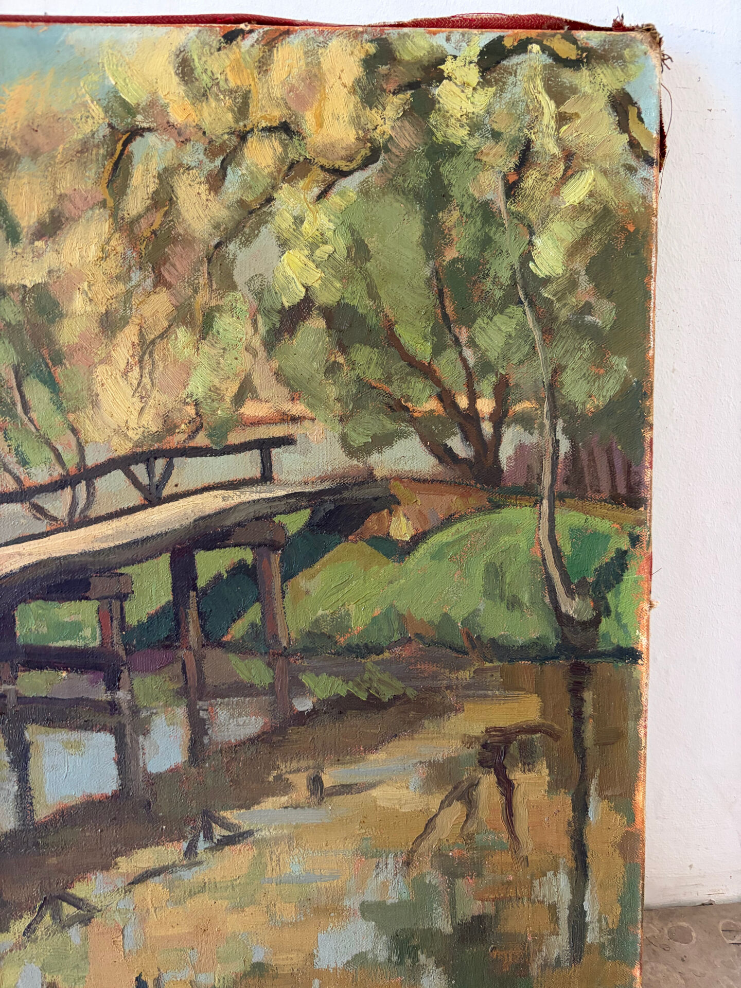 La Passerelle, huile sur toile signé