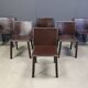 Vintage brown leather dining chairs, set of 6, 1980s