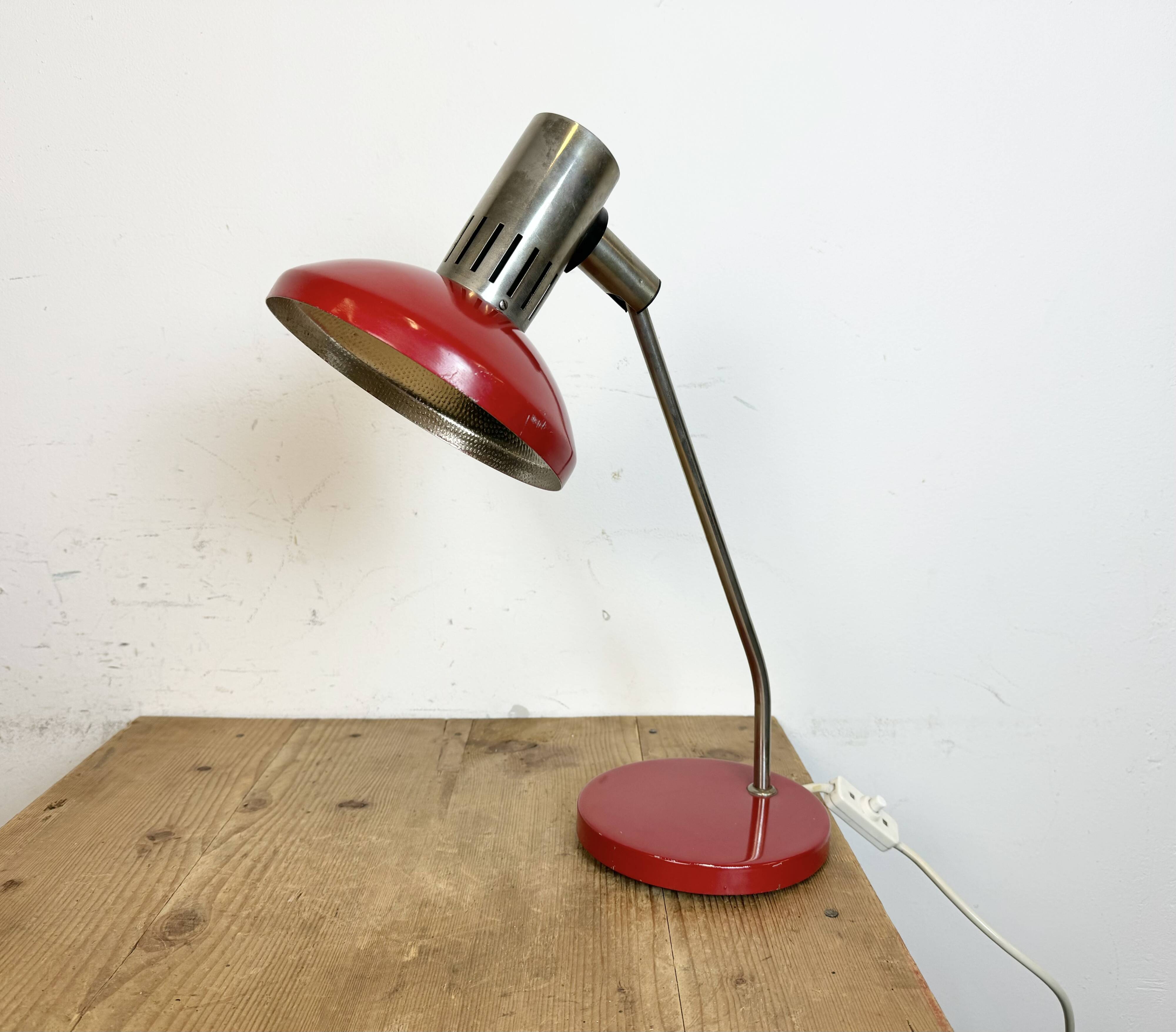 Vintage red east german table lamp from aka leuchten, 1970s