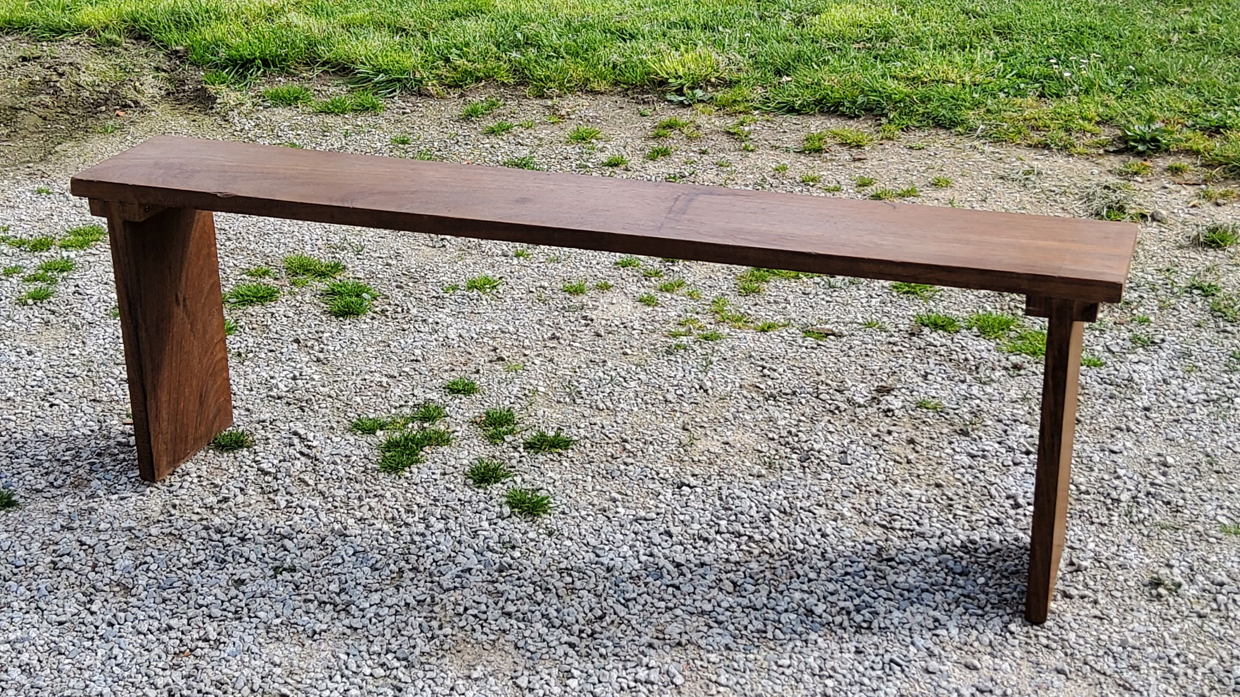 Brutalist bench of the 30s in solid mahogany