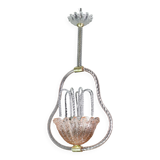 Charming Pink and Transparent Murano Glass Chandelier by Barovier e Toso, 1950s